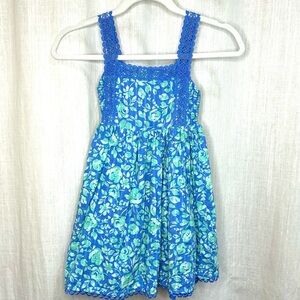 Joie Girls size 6 floral smocked dress blue